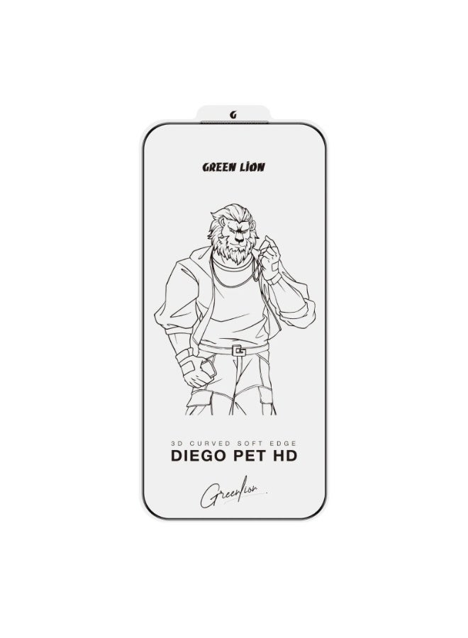 جرين ليون واقي شاشة دييغو بيت عالي الدقة لهاتف آيفون 17 برو / مقاوم للصدمات وشفاف / زجاج مقوى 9H / مضاد لبصمات الأصابع / إطار سهل التركيب - شفاف - Image 1