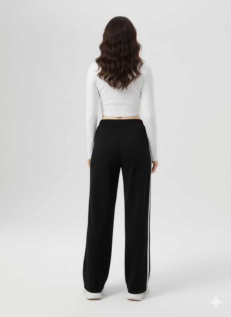 FASHA Women Joggers – High Waist Cotton Track Pants with Pockets | Gym Jogger Pants for Women | Casual Travel Lounge Wear Black - Image 2