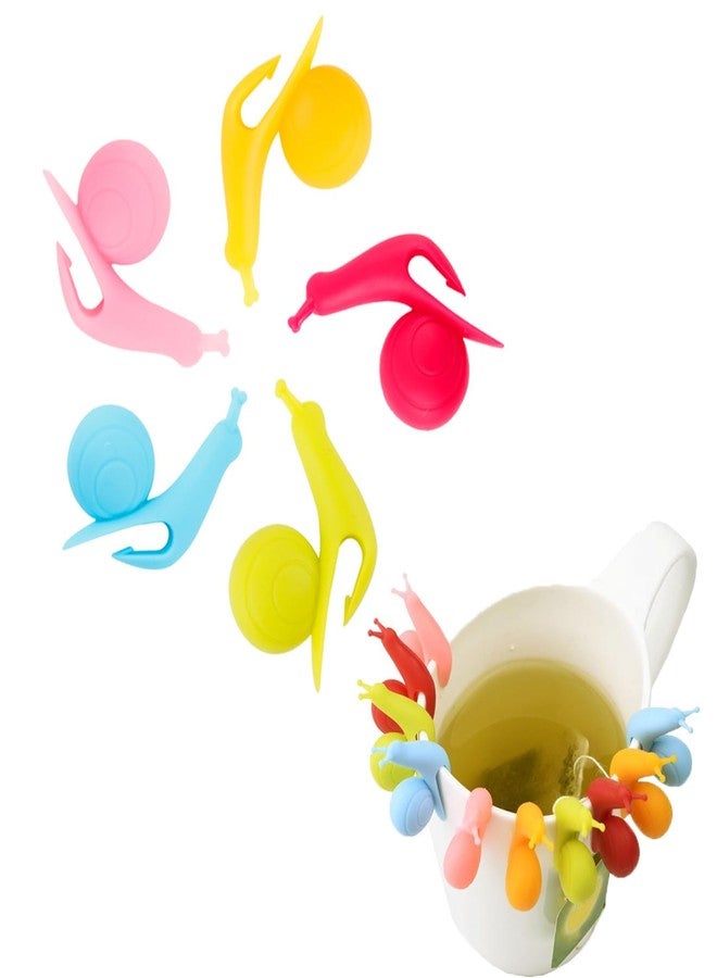 UtySty 7 Pack Tea Bag String Holder Silicone Snail Tea Bags Holder Drink Marker with Mixing Spoon Rest for Disposable Tea Filter Bags Loose Tea Infusers Drawstring Loose Leaf Filters Iced Tea Bags - Image 3