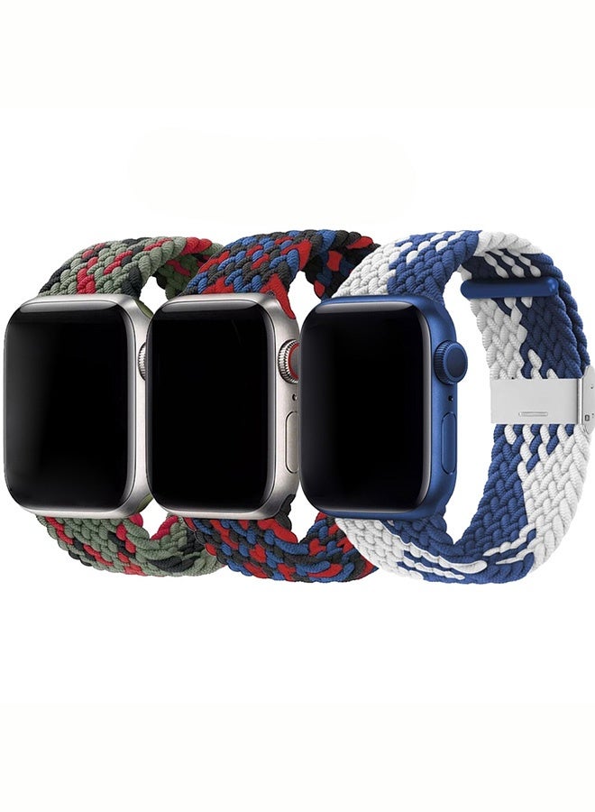 CATANES 3 Packs Replacement Band for Apple Watch Band 38mm 40mm 41mm (42mm Series 10) – Nylon Braided Elastic Band - Image 2