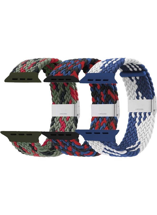 CATANES 3 Packs Replacement Band for Apple Watch Band 38mm 40mm 41mm (42mm Series 10) – Nylon Braided Elastic Band - Image 1