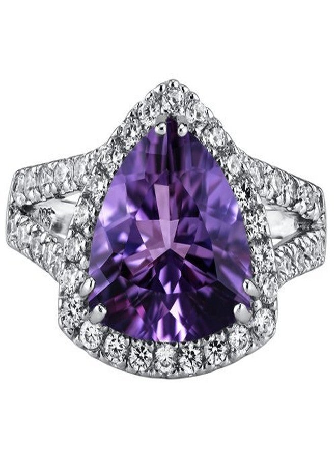 PEORA Amethyst Signature Statement Ring for Women 925 Sterling Silver, Natural Gemstone, 3.75 Carats Trillion Cut 11mm, Size 7, Engagement, Promise, Statement Ring, February Birthstone Ring - Image 5