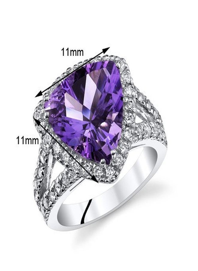PEORA Amethyst Signature Statement Ring for Women 925 Sterling Silver, Natural Gemstone, 3.75 Carats Trillion Cut 11mm, Size 7, Engagement, Promise, Statement Ring, February Birthstone Ring - Image 3