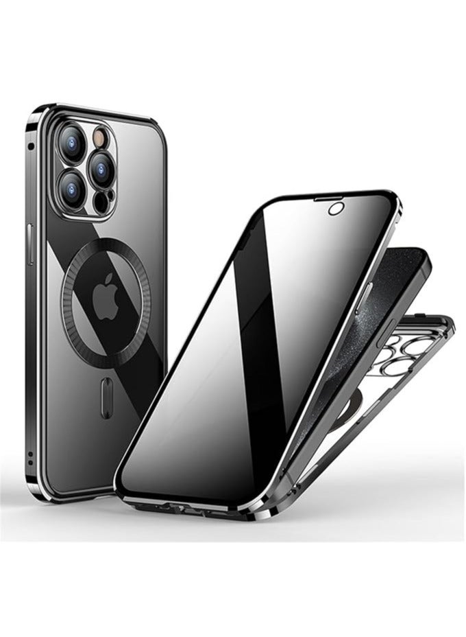 عام غطاء مكافحة التجسس لآيفون 15 برو ماكس/15 برو/15 بلس/15، 【متوافق مع ماج سيف】 شاشة خصوصية مغناطيسية بالكامل على الجانبين بزاوية 360 درجة. - Image 1