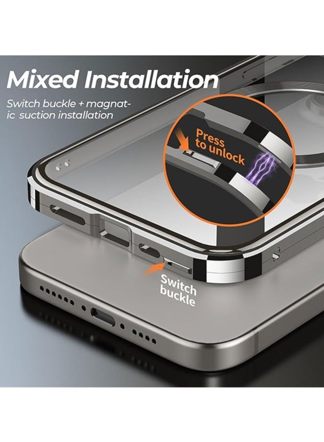 عام غطاء مكافحة التجسس لآيفون 15 برو ماكس/15 برو/15 بلس/15، 【متوافق مع ماج سيف】 شاشة خصوصية مغناطيسية بالكامل على الجانبين بزاوية 360 درجة. - Image 4