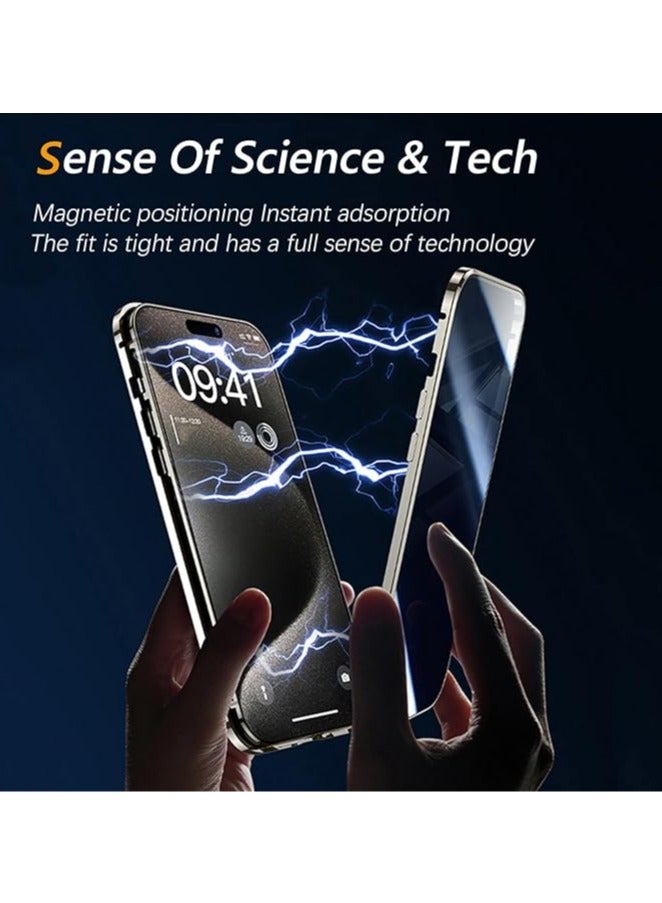 عام غطاء مكافحة التجسس لآيفون 15 برو ماكس/15 برو/15 بلس/15، 【متوافق مع ماج سيف】 شاشة خصوصية مغناطيسية بالكامل على الجانبين بزاوية 360 درجة. - Image 3