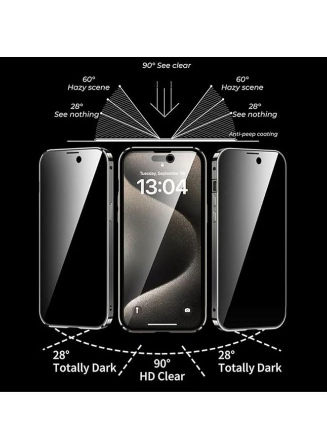 عام غطاء مكافحة التجسس لآيفون 15 برو ماكس/15 برو/15 بلس/15، 【متوافق مع ماج سيف】 شاشة خصوصية مغناطيسية بالكامل على الجانبين بزاوية 360 درجة. - Image 2
