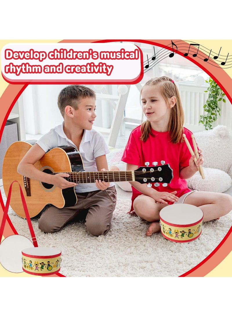 SYOSI Kids Drum Set, 7.87 in Wooden Toy Drum with Adjustable Strap and 2 Drumsticks, Educational Sensory Musical Instrument for Toddlers, Kids, Baby Toy Gift  - Image 5