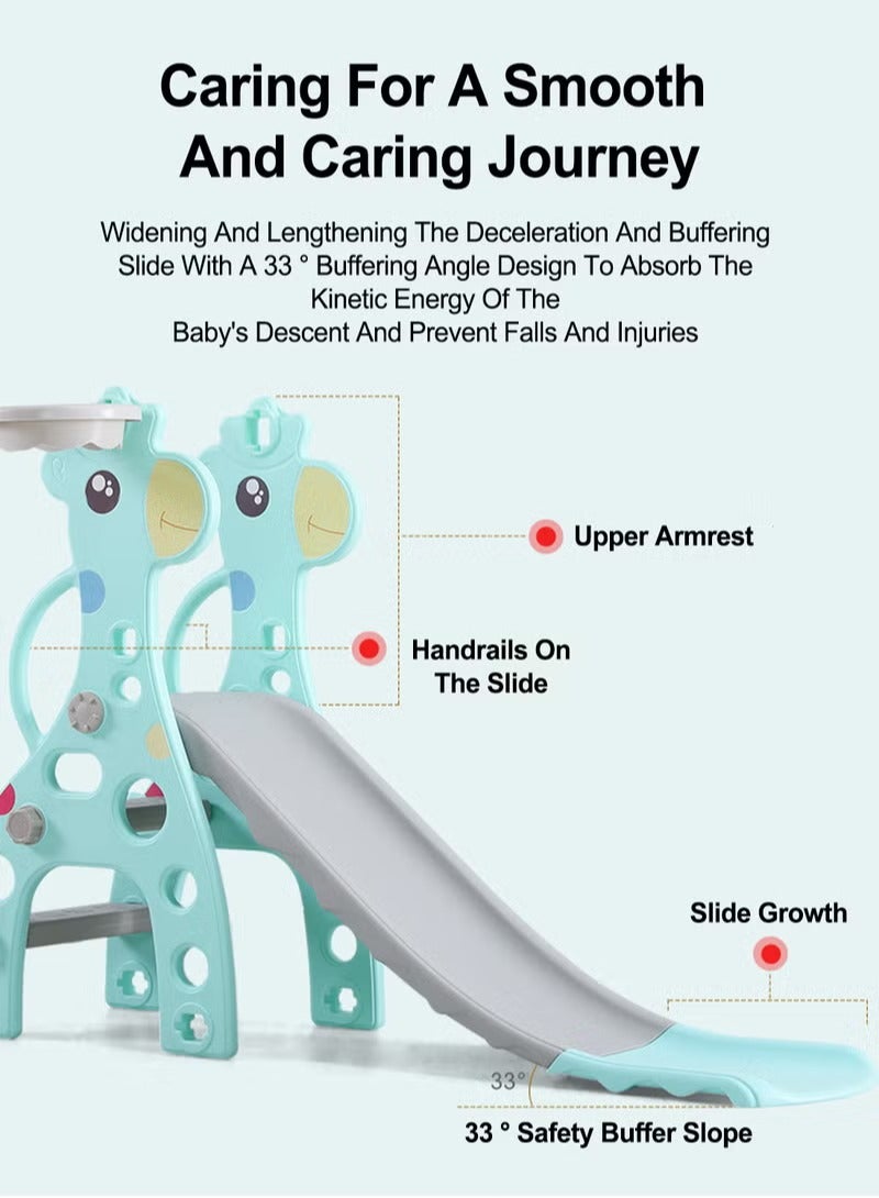 XiuWoo 4 in 1 Toddler Slide and Swing Set, Freestanding Slides Kids Climber Slide Playset with Basketball Hoop , Extra Long Slide, Children Toy Game for Indoor Outdoor Playground Backyard - Image 2