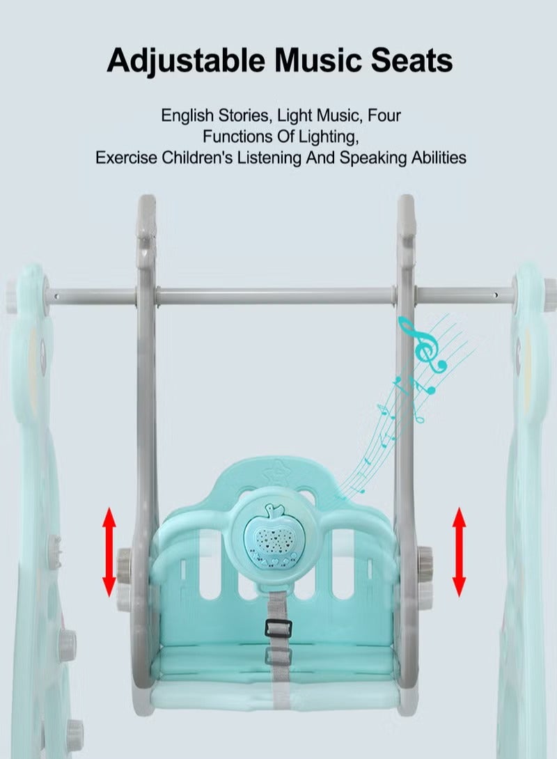 XiuWoo 4 in 1 Toddler Slide and Swing Set, Freestanding Slides Kids Climber Slide Playset with Basketball Hoop , Extra Long Slide, Children Toy Game for Indoor Outdoor Playground Backyard - Image 4