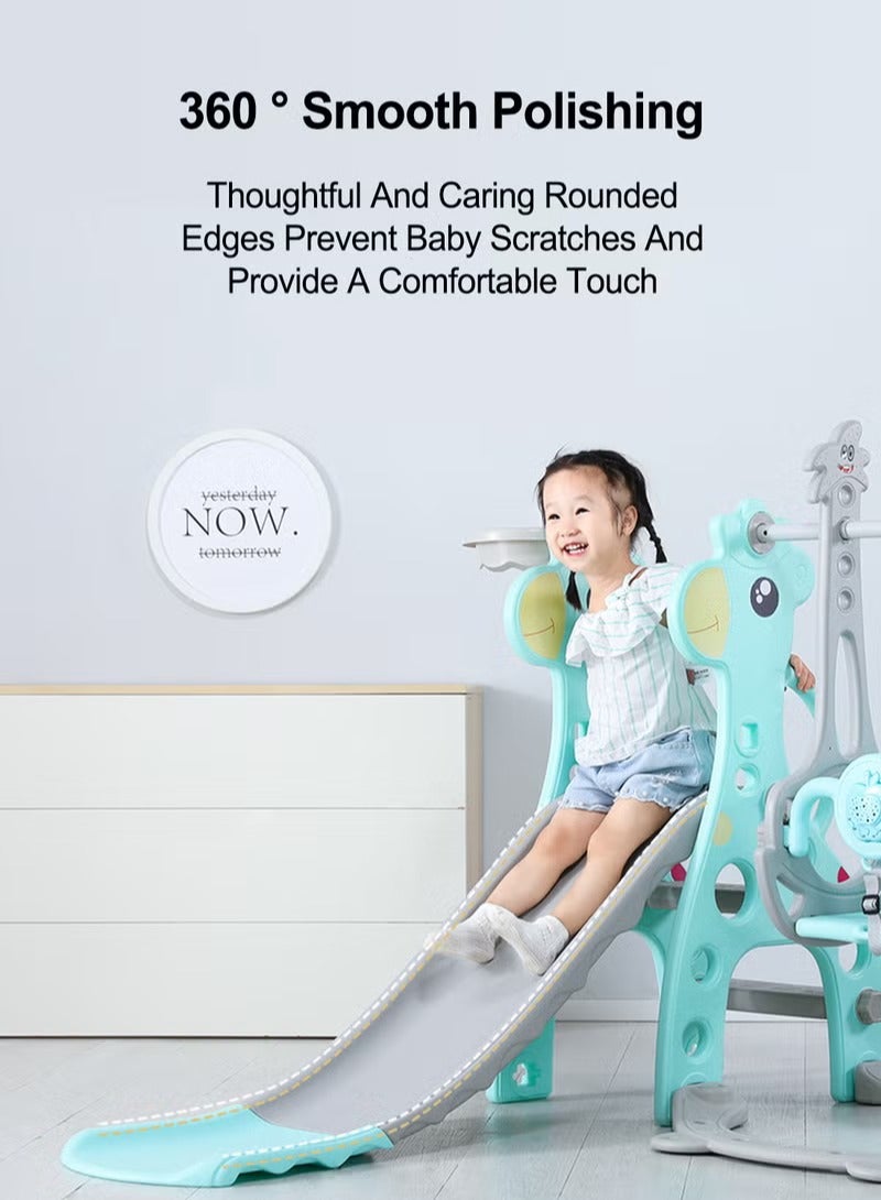 XiuWoo 4 in 1 Toddler Slide and Swing Set, Freestanding Slides Kids Climber Slide Playset with Basketball Hoop , Extra Long Slide, Children Toy Game for Indoor Outdoor Playground Backyard - Image 5