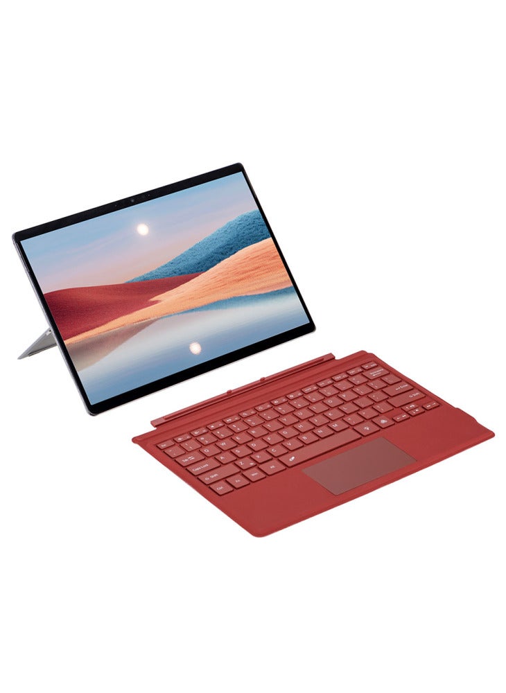 SF-1089D For Microsoft Surface Pro 7+/7/6/5/4/3 Magnetic Keyboard with Backlit Touchpad Microfiber PU Leather - Red - Image 1