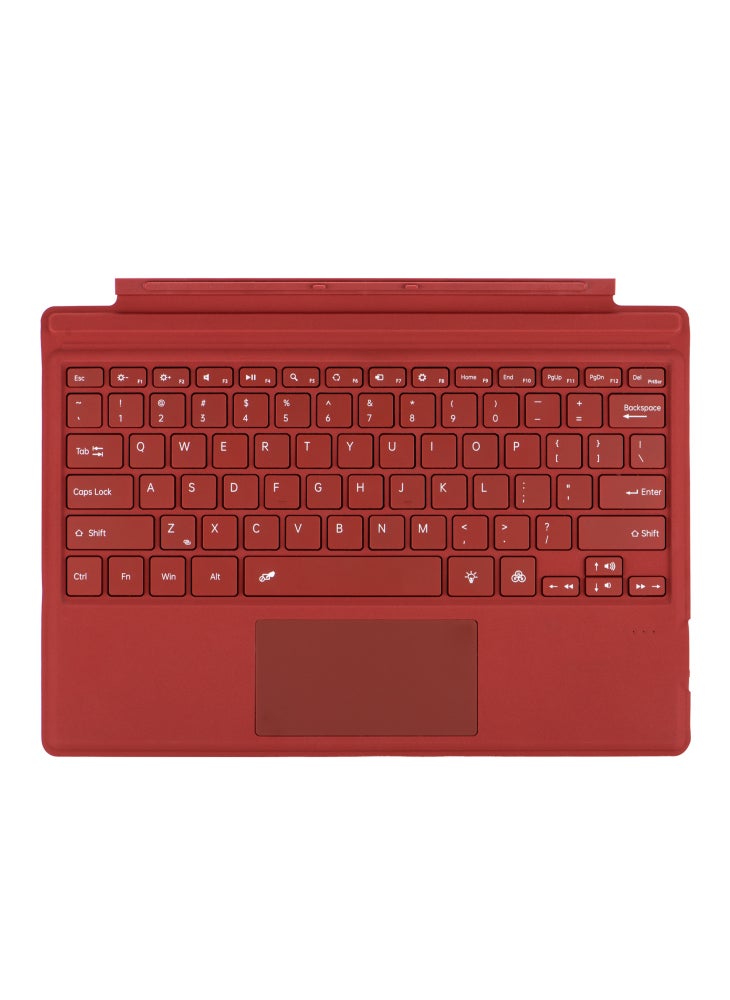 SF-1089D For Microsoft Surface Pro 7+/7/6/5/4/3 Magnetic Keyboard with Backlit Touchpad Microfiber PU Leather - Red - Image 4