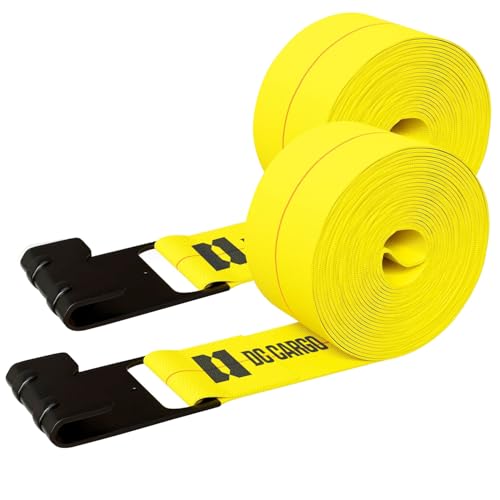 DC Cargo Mall Truck Straps, 4 inch X 30' Straps for Flatbed Trailer Heavy Duty Tie-Downs w/Flat Hooks (2-Pack) 16,500 lbs Break Strength, WLL# 5,500 lbs - Image 1