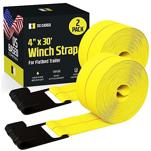 DC Cargo Mall Truck Straps, 4 inch X 30' Straps for Flatbed Trailer Heavy Duty Tie-Downs w/Flat Hooks (2-Pack) 16,500 lbs Break Strength, WLL# 5,500 lbs - Image 2