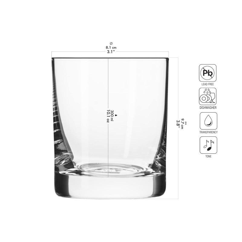 Krosno Whisky Sour Tumbler Glasses Old Fashioned Bourbon Cognac Brandy | Set of 6 | 10.1 oz | Blended Collection | Perfect for cocktails, drinks, water, juice, scotch, irish liquor, whisky - Image 2