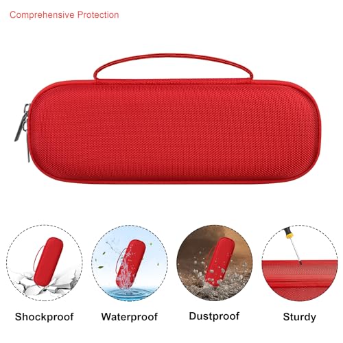 Elonbo Carrying Case ​for Beats Pill - Portable Bluetooth Speaker, Beats Pill Waterproof Bluetooth Speaker Hard Travel Bag Storage Cover Holder, Mesh Pocket Fits Charger, Red - Image 3