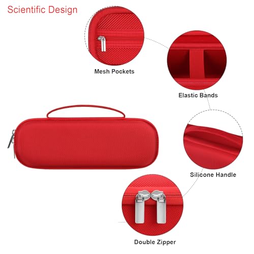 Elonbo Carrying Case ​for Beats Pill - Portable Bluetooth Speaker, Beats Pill Waterproof Bluetooth Speaker Hard Travel Bag Storage Cover Holder, Mesh Pocket Fits Charger, Red - Image 4