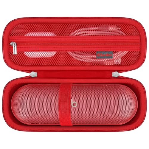 Elonbo Carrying Case ​for Beats Pill - Portable Bluetooth Speaker, Beats Pill Waterproof Bluetooth Speaker Hard Travel Bag Storage Cover Holder, Mesh Pocket Fits Charger, Red - Image 1