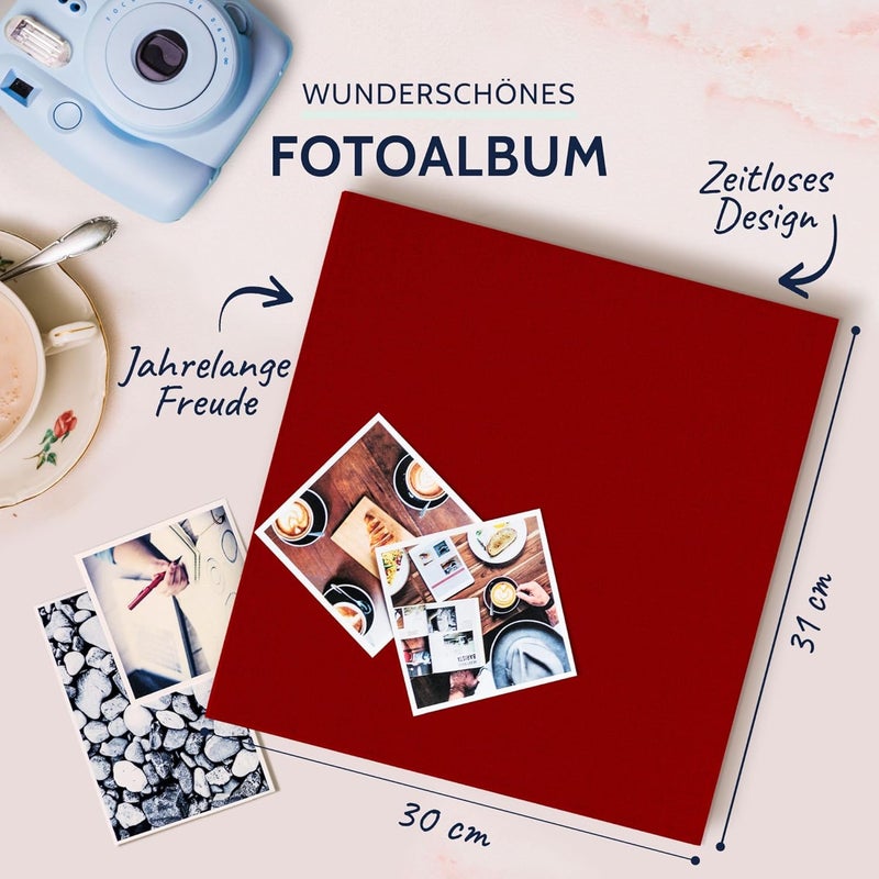 Goldbuch 31707 Summertime Photo Album, 30 x 31 cm, Photo Book with 100 White Pages & Glassine Dividers, Linen Photo Album, Memory Album, Red - Image 2