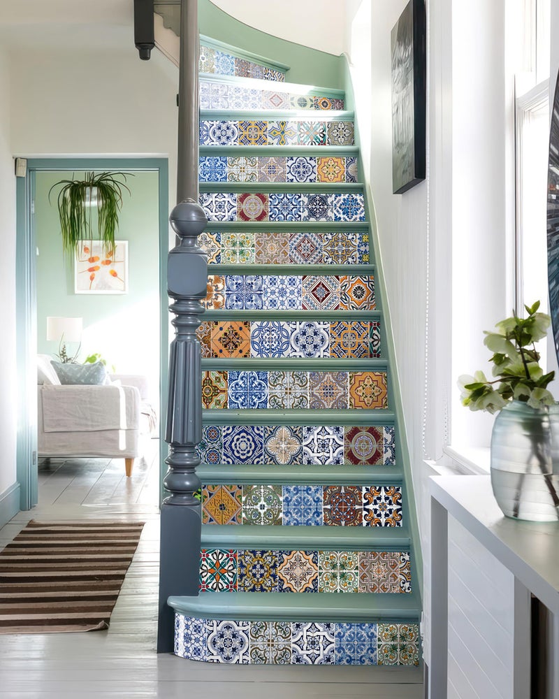 FLFK Peel and Stick Tile Stickers - 13 Waterproof Decals, Each with 6 Patterns, Each 7.08" W x 39.3" L, Perfect for Kitchen, Bathroom, Stairs, and Cupboards - Image 1