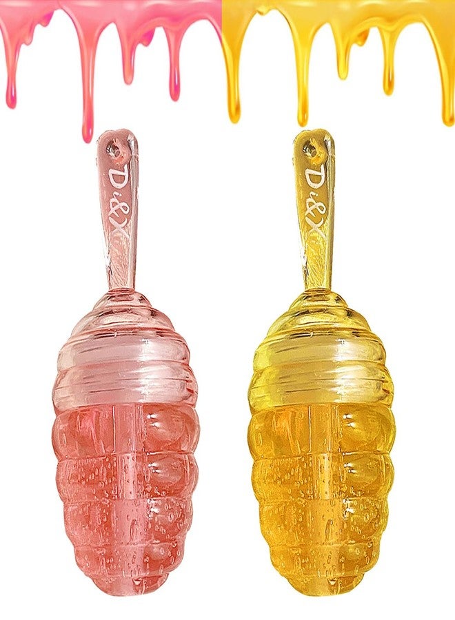 Tiejdhr 2 PCS Moisturizing Honey Pot Lip Oil Lip Gloss Lip Balm, Moisturizing Propolis Sleeping Lip Mask Hydrating & Prevention Dry, Winter Lip Care Products(Peach+Honey) - Image 1