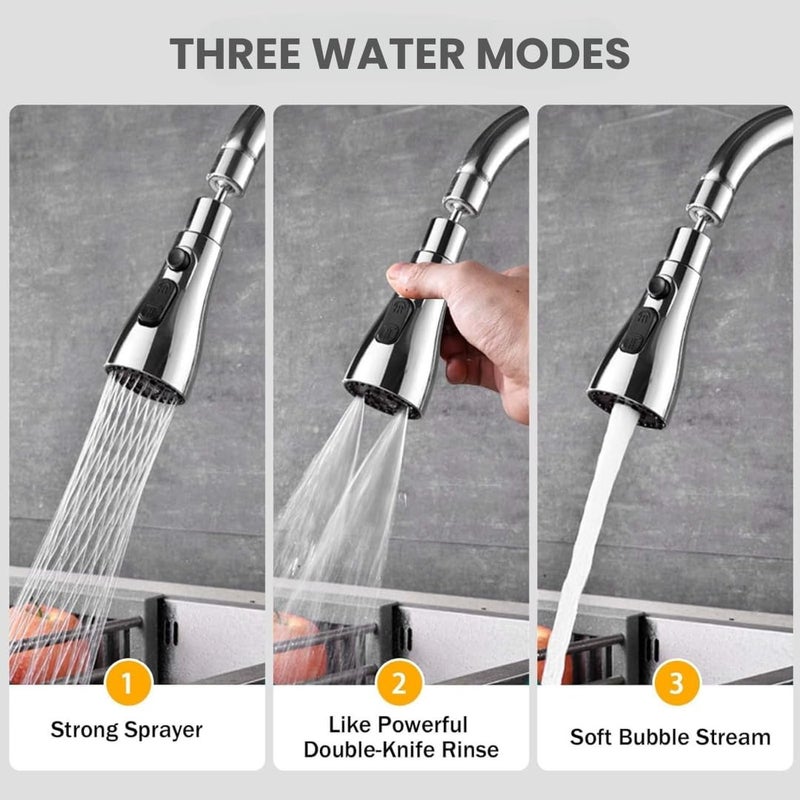 GALLY Kitchen Tap Extender 360 Rotating Sink Faucet Sprayer 3Mode Water Flow Universal Fit for Kitchen Bathroom Washbasin WaterSaving LeakProof Flexible Tap Attachment - Image 3