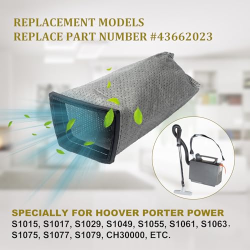 GZJoSum HEPA Cloth Filter Bags Replacement for Hoover Porta Power Swingette S1015 S1029 CH30000 Commercial Canister Vacuum Cleaner Bag, Replace 43662023 (6 Pack) - Image 2