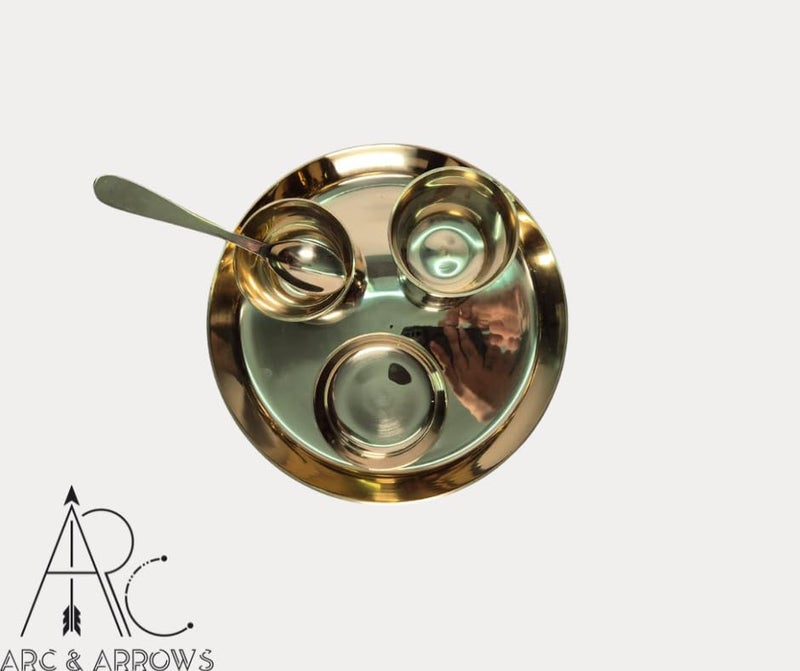 Arc & Arrows Pure Source India Bronze Kansa Thali Set of 5, 23 cm Diameter - Image 5