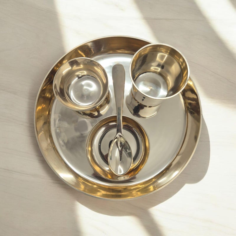 Arc & Arrows Pure Source India Bronze Kansa Thali Set of 5, 23 cm Diameter - Image 2