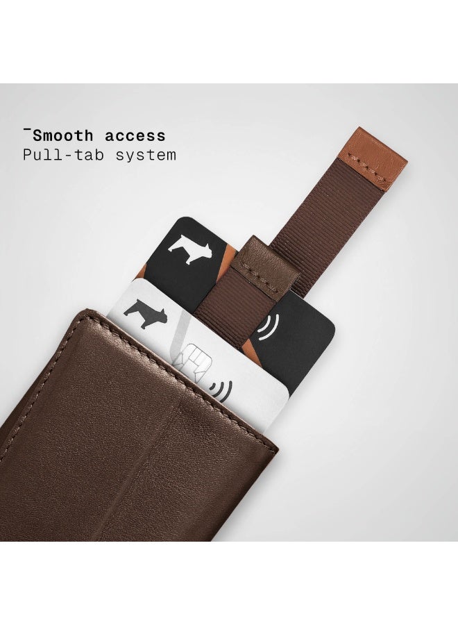 The Frenchie Co. Speed Wallet Mini | RFID Blocking, Ultra-Compact Minimalist Wallet Holds Up to 12 Cards & Cash, Italian Full-Grain Leather, Magnetic Closure, Quick-Access Card Holder with Pull Tab, Handcrafted Gift for Men & Women (Mocha-Tan) - Image 5