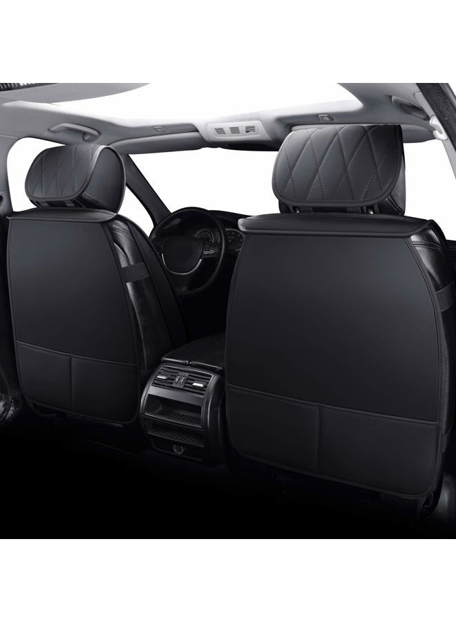 Aierxuan Front Captain Seat Covers Waterproof Leather Universal Compatible with Honda Civic CRV Toyota 4Runner Corolla Pilot Rogue Murano Pathfinder Armada Forte Cherokee (2 PCS Front, Black) - Image 3