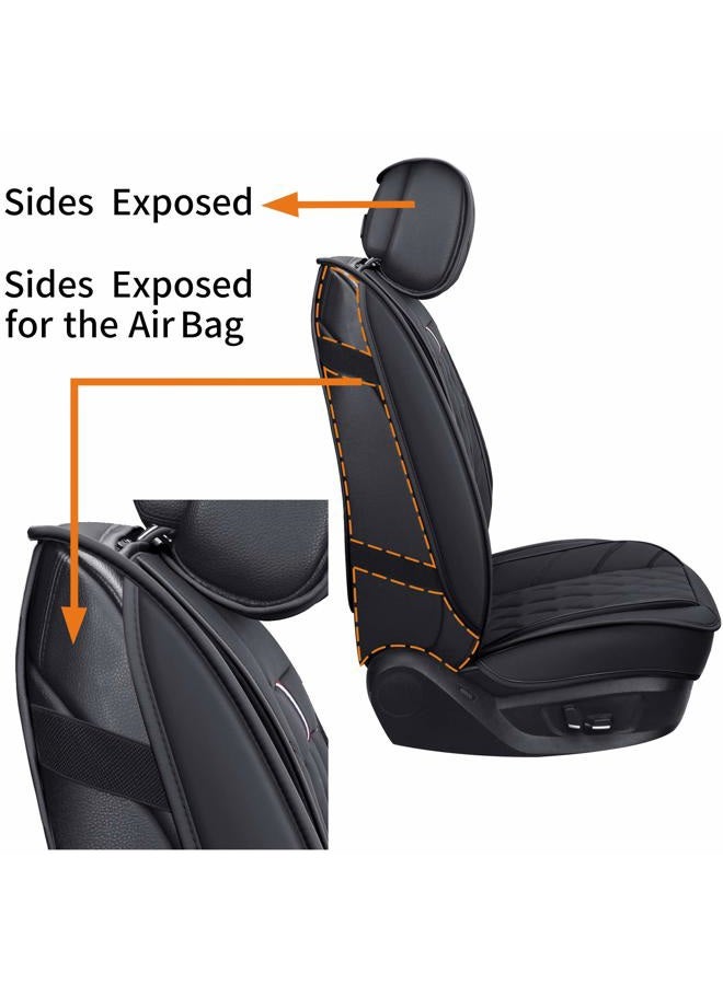 Aierxuan Front Captain Seat Covers Waterproof Leather Universal Compatible with Honda Civic CRV Toyota 4Runner Corolla Pilot Rogue Murano Pathfinder Armada Forte Cherokee (2 PCS Front, Black) - Image 4