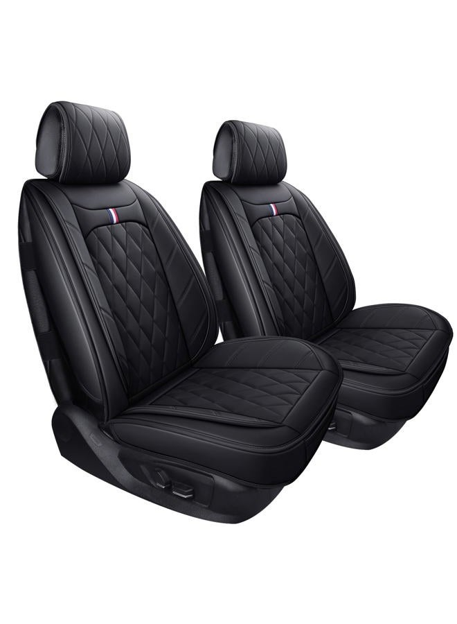 Aierxuan Front Captain Seat Covers Waterproof Leather Universal Compatible with Honda Civic CRV Toyota 4Runner Corolla Pilot Rogue Murano Pathfinder Armada Forte Cherokee (2 PCS Front, Black) - Image 1