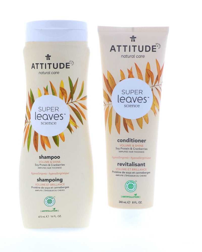 ATTITUDE Super Leaves Volume Shine Shampoo Conditioner Soy Protein  Cranberries Bundle with Vitamin B5 Watercress Indian Cress Raspberry 16 Fl Oz and 8 oz 2 count