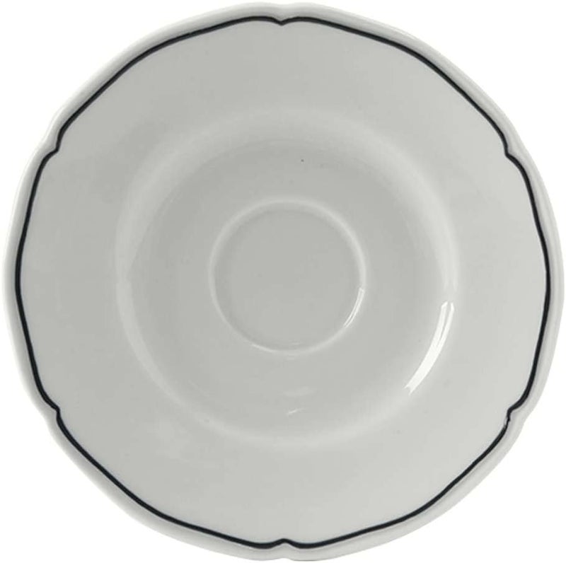 Tuxton Tuxton Charleston Blue Porcelain White Banded Scalloped 512Inch Espresso Saucer Set of Bright White Scratch Resistant Chip Resistant Lead  Cadmium Free Dishwasher Microwave Oven Safe 