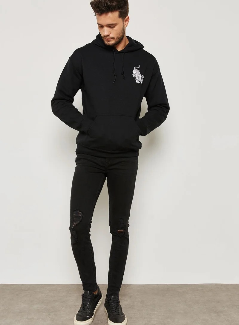 TOPMAN Tiger Badged Hoodie