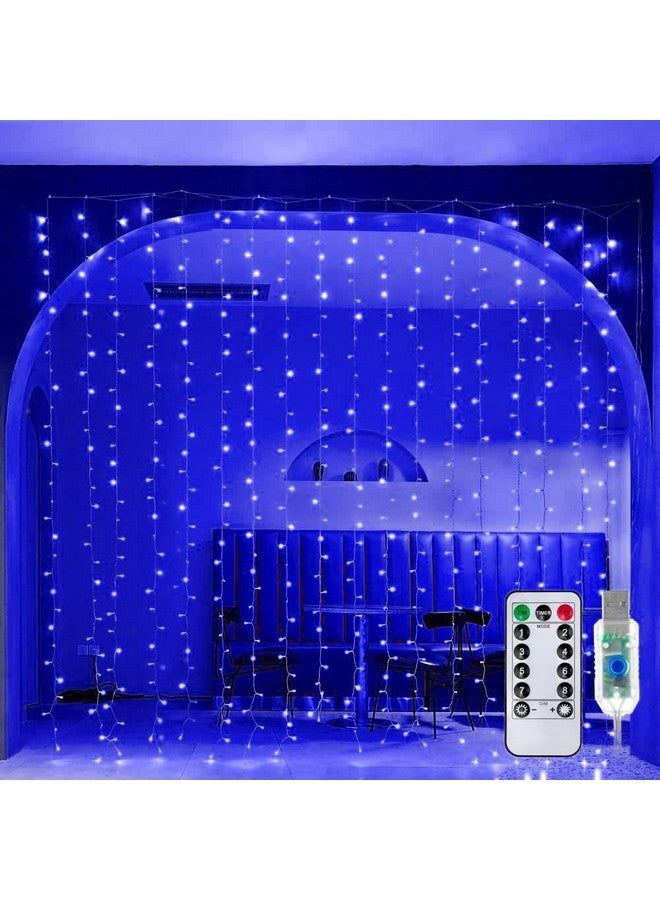 MIRADH أضواء ستارة LED بلاستيكية MIRADH 300، 9.8 قدم × 9.8 قدم، 8 أوضاع إضاءة متعددة الألوان مع تحكم عن بعد، تعمل بالطاقة من USB، أضواء خيالية زرقاء - 2 متر - Image 2