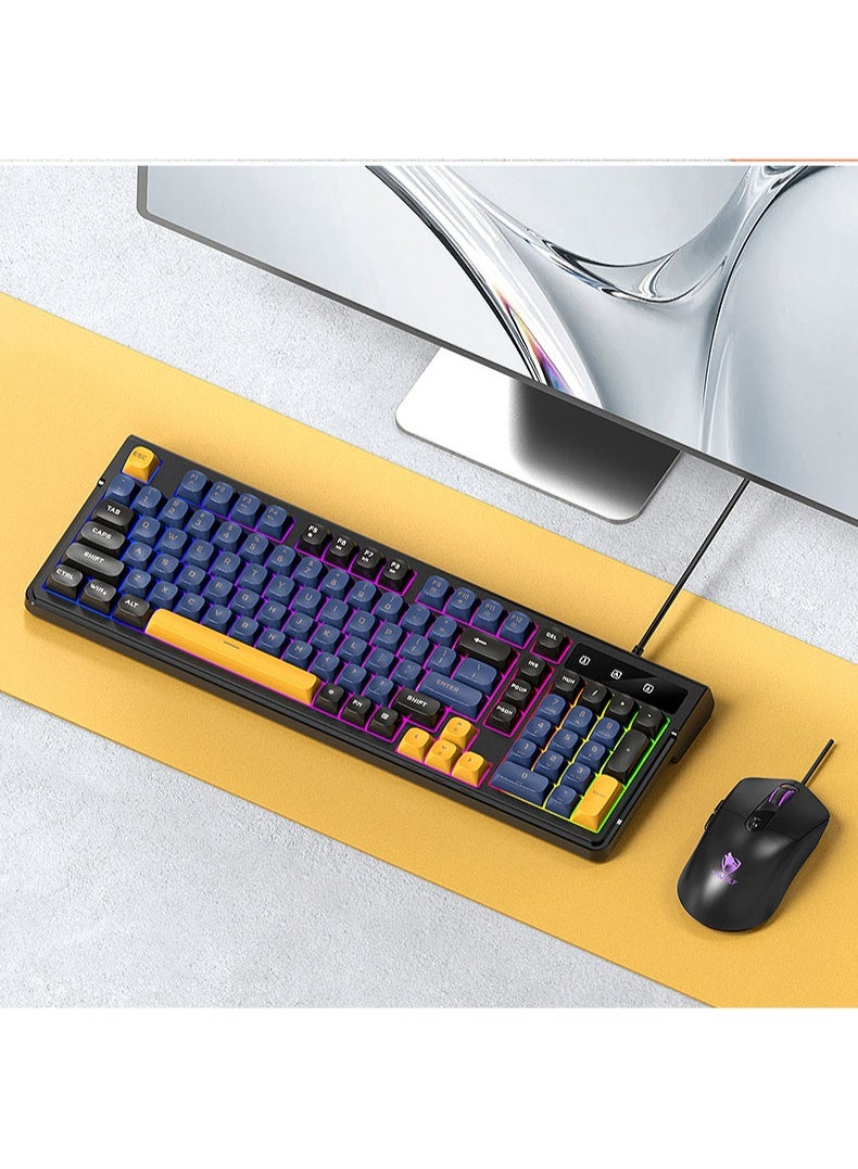TWOLF TF330 98 Keys Mix Colors Wired Gaming Mouse Keyboard Combination Backlit Gaming Keyboard Mixed Color Backlit 7200DPI Mouse - Image 2