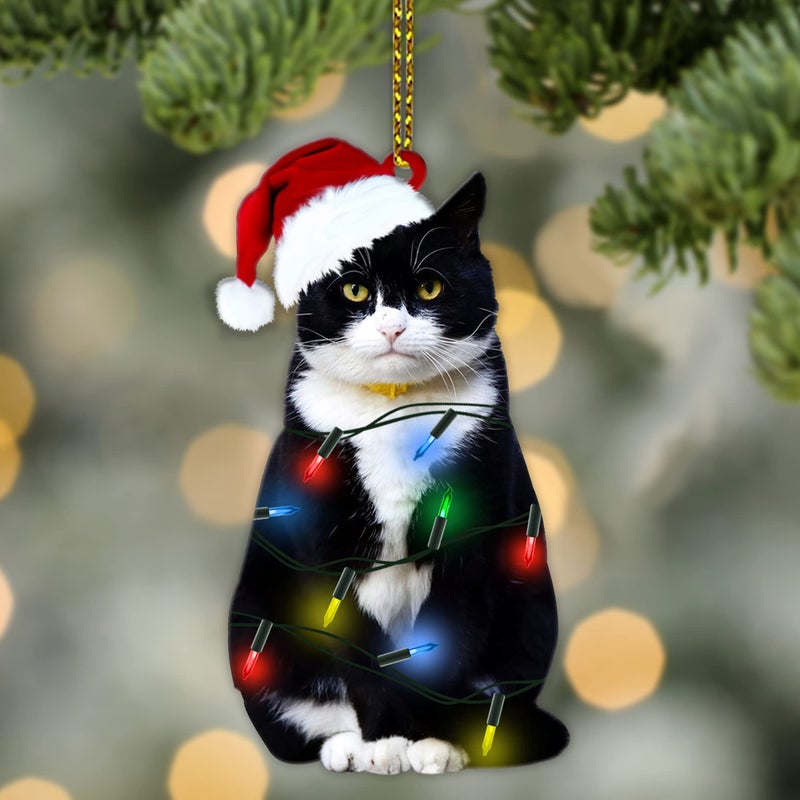 Fastpeace Tuxedo Black Cat Christmas Ornament  Halloween Black Cat Ornament  Gift for Black Cat Lovers  Black Cat Xmas Decor Tree - Car Hanging 2024 Christmas Ornament  Black Cat Decorations - Image 5
