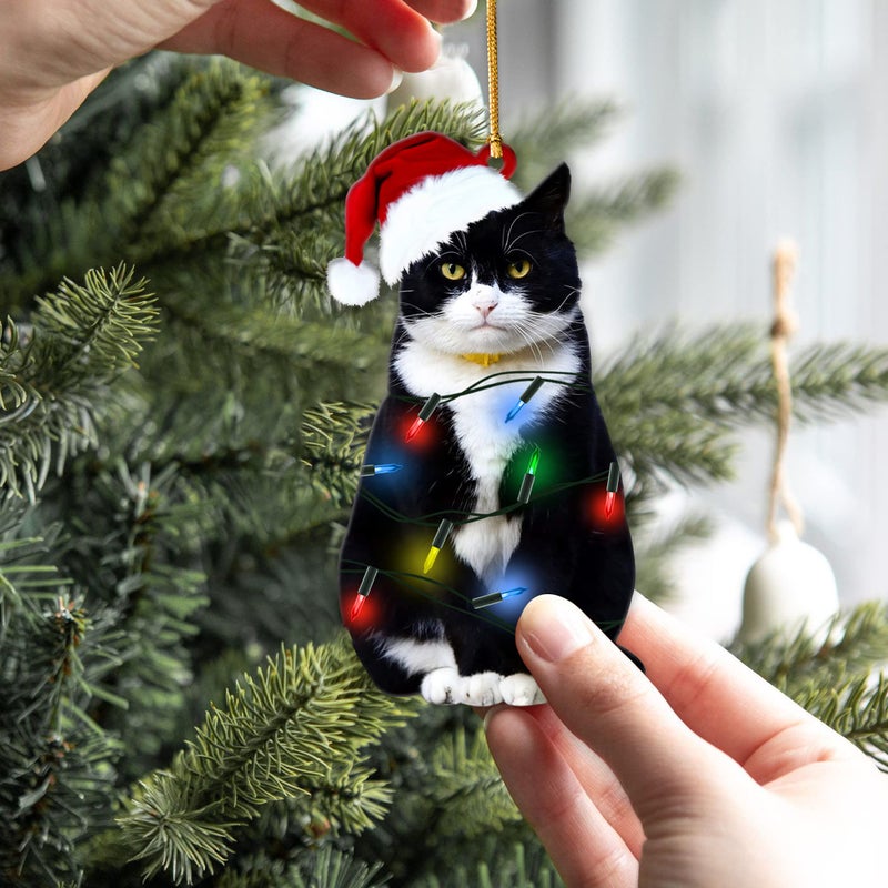 Fastpeace Tuxedo Black Cat Christmas Ornament  Halloween Black Cat Ornament  Gift for Black Cat Lovers  Black Cat Xmas Decor Tree - Car Hanging 2024 Christmas Ornament  Black Cat Decorations - Image 4