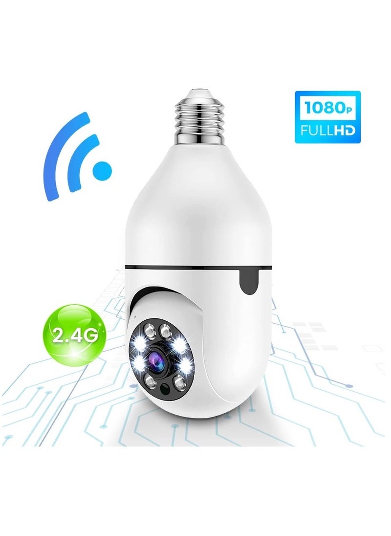 Generic - Light Bulb Camera Home Security and Monitoring Wireless Smart Wi-Fi Via Smartphone App Motion Detector Alarm Night Vision 360 Degree with Light and Two-Way Sound Outdoor and Indoor Installation - Image 1
