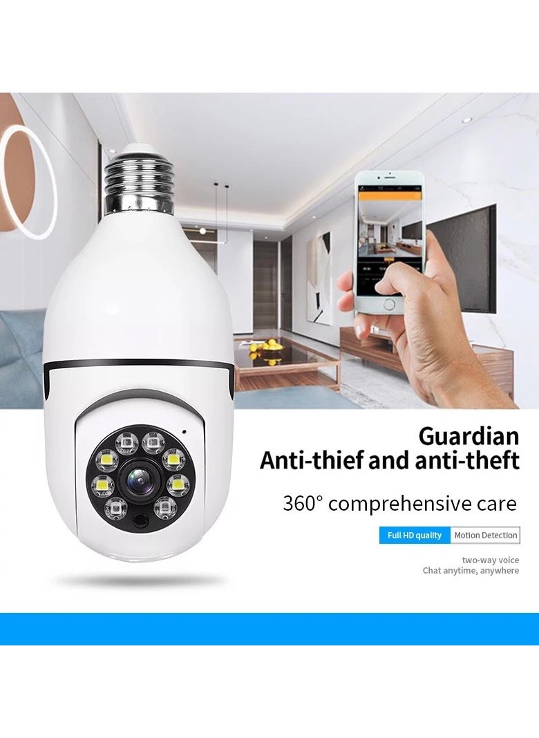 Generic - Light Bulb Camera Home Security and Monitoring Wireless Smart Wi-Fi Via Smartphone App Motion Detector Alarm Night Vision 360 Degree with Light and Two-Way Sound Outdoor and Indoor Installation - Image 1