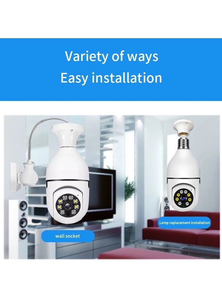 Generic - Light Bulb Camera Home Security and Monitoring Wireless Smart Wi-Fi Via Smartphone App Motion Detector Alarm Night Vision 360 Degree with Light and Two-Way Sound Outdoor and Indoor Installation - Image 1