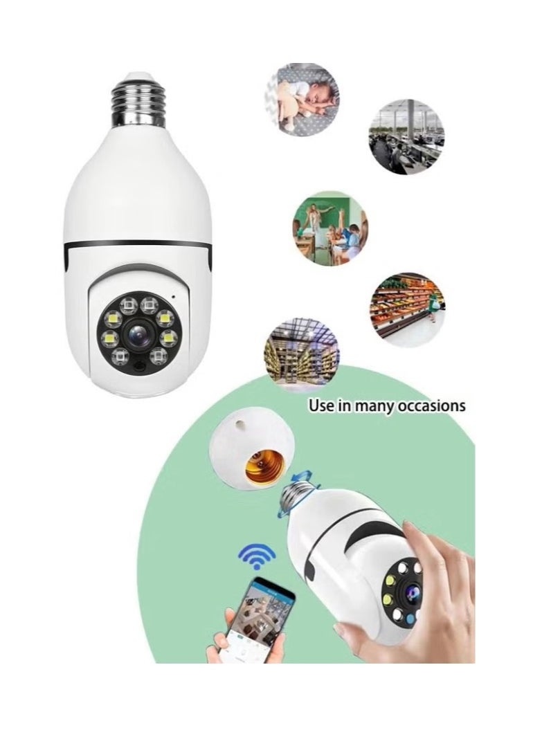 Generic - Light Bulb Camera Home Security and Monitoring Wireless Smart Wi-Fi Via Smartphone App Motion Detector Alarm Night Vision 360 Degree with Light and Two-Way Sound Outdoor and Indoor Installation - Image 1