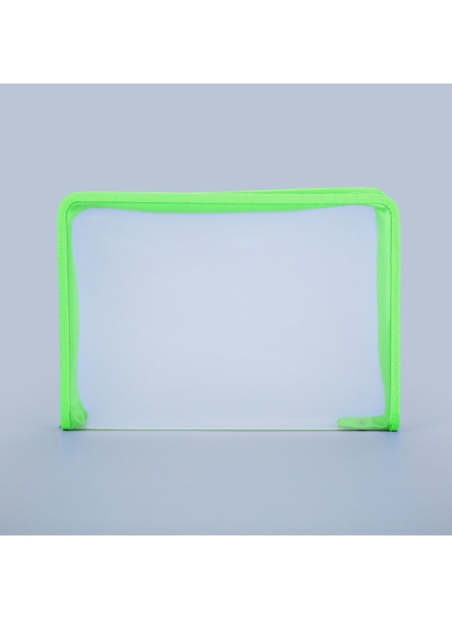 xozgdovg A4 Transparent Diagonal Zip Pouch Water-Resistant Multi-Color Green 