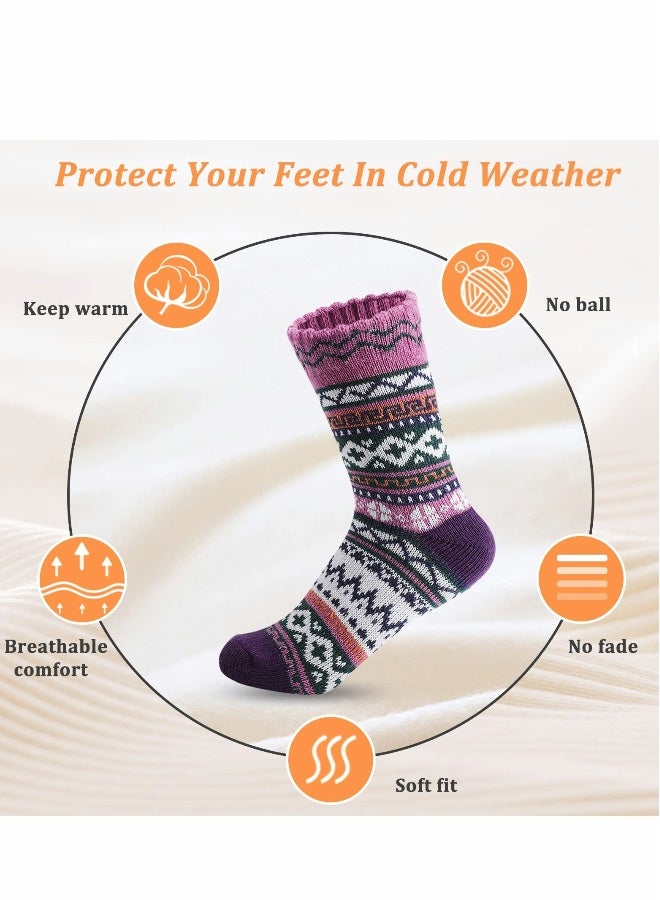 Winter Wool Socks for Women and Men - Soft and Cozy Vintage Knit Socks (Pack of 5) - Image 3