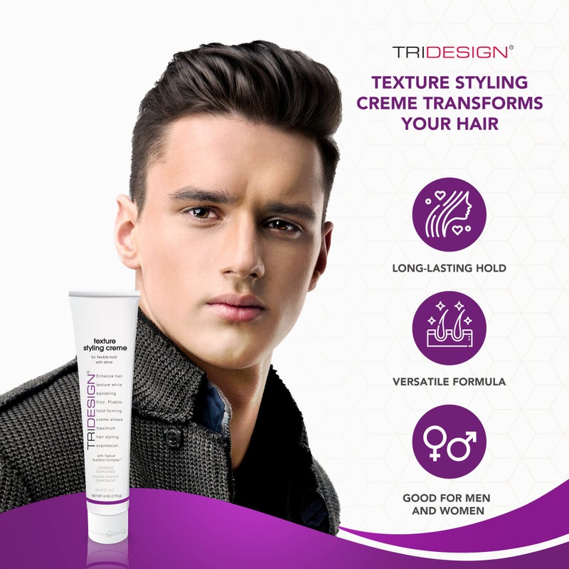 TRIDESIGN Texture Styling Creme with Topical Nutrition Complex - Hair Styling Products for Men and Women, Scented Smoothing Cream for Hair, Anti Frizz hair Products 6oz/199g Tube - Image 3