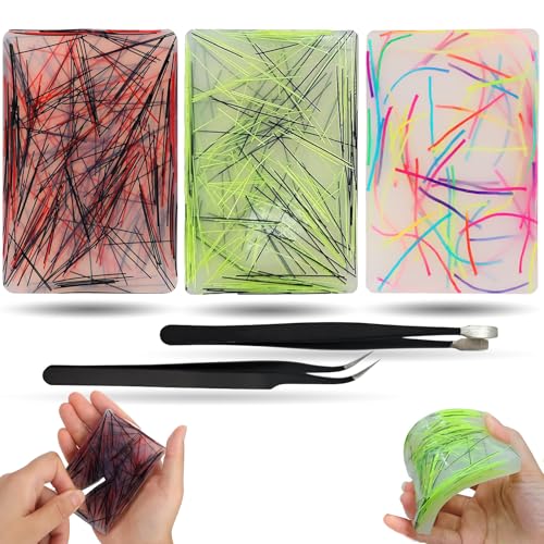 Ldmfcpa 3Pack Skin Picking Fidget Toys Silicone Sensory Picky Pad with Tweezer Portable Pimple Popper Toy for Adults Hair Pulling Fidget Toys for Anxiety ADHD Dermatillomania or Trichotillomania - Image 1