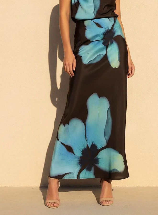 Iconic Iconic Maxi Column Skirt with Floral Print